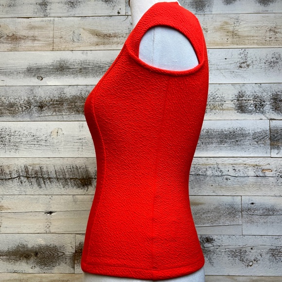 Anthropologie 9H15 STCL Red Stretch Top Size XXS V-Neck Waffled Fitted Retro Top - Picture 3 of 12